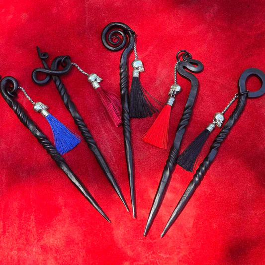 Forged Steel Hair Pins - Tasseled